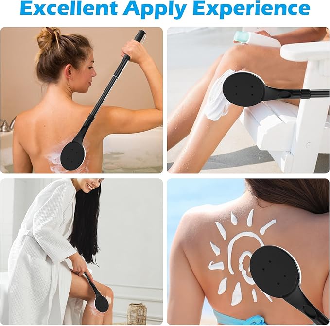 Lotion Applicator for Back, 25.7'' Long Handle Back Lotion Applicator, Easy Reach and Washable, Suitable for Use by Men and Women