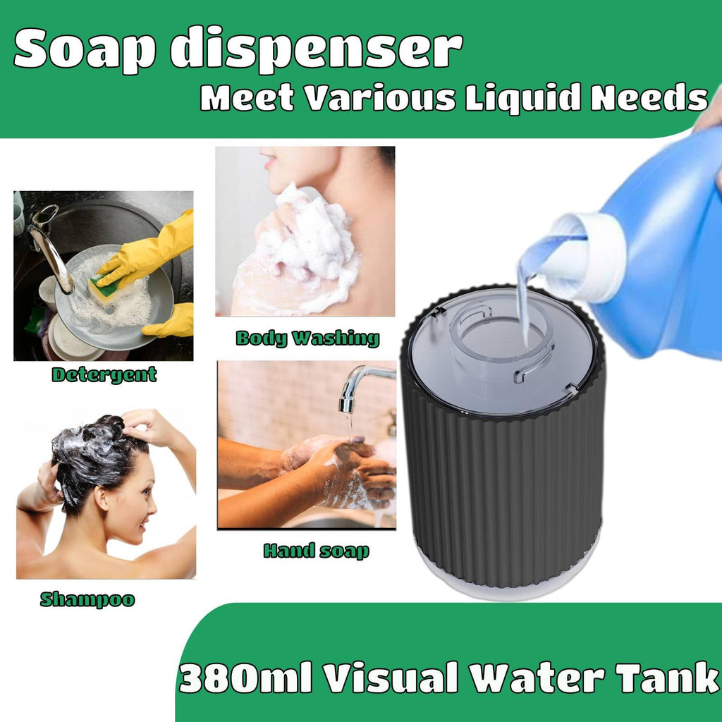 Automatic Soap Dispenser, Touchless Foaming Soap Dispenser Bathroom,Upgrade Hand & Dish Electric Dispenser Adjustable Waterproof Wall Mount Kitchen Auto Soap Pump for Thin & Thick Liquid(Black)