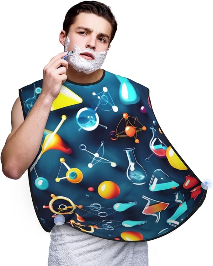 Pinks Cherry Blossoms Print Beard Bib Shaving Apron, Beard Hair Trimming Cape Gift For Dad