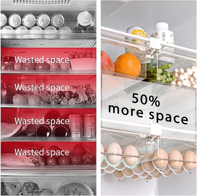 URALFA 2PCS Fridge Drawer Organizer and Egg Holder For Refrigerator