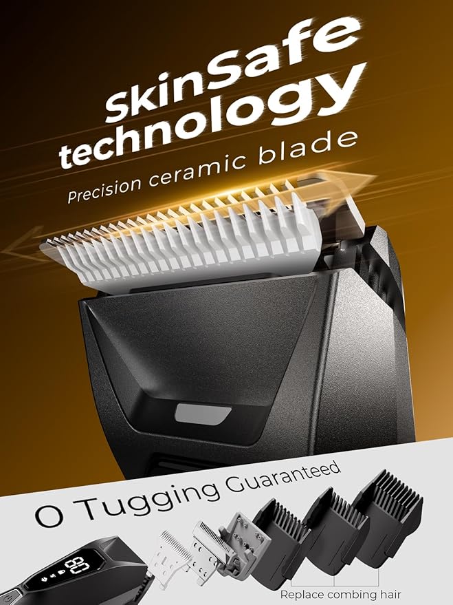 Lijecozy Body Hair Trimmer for Men: Pubic Hair Trimmer with Wireless Charging & 4000K LED Display, Waterproof Wet Dry Body Groomer for Face Legs, 90Min, Ceramic Blade