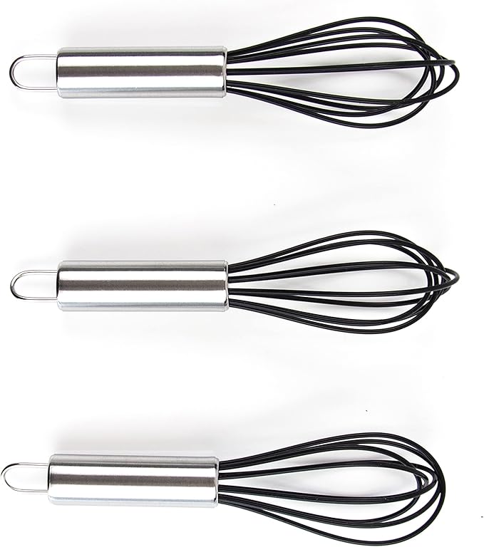 Hair Color Whisks - 3 Silicone Hair Dye Mixers with Stainless Steel Handles