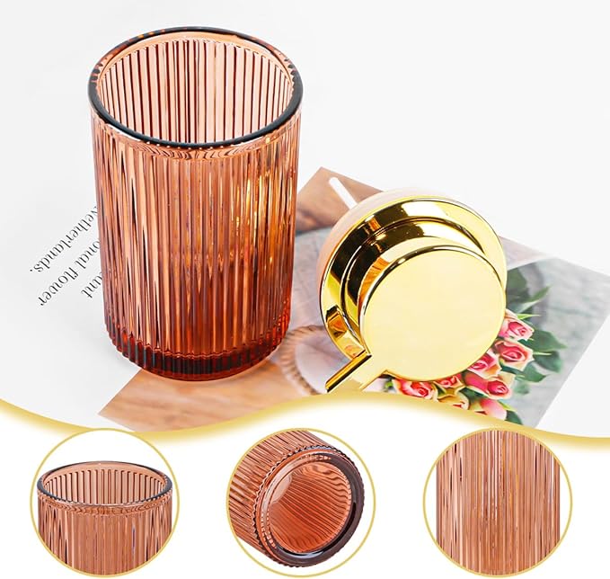 Tonxus Foaming Soap Dispenser, 12 Oz Brown Glass Foam Soap Dispenser, Refillable Foam Pump Bottle Container Decorative Slim Ribbed Bottle for Bathroom and Kitchen Countertop