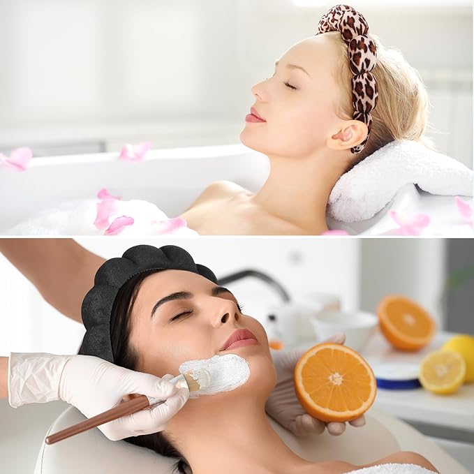 Ztomine Spa Headbands for Facial Skincare, Set of 2 Terry Cloth Headbands for Face Washing, Hair Mask, Skin Treatment