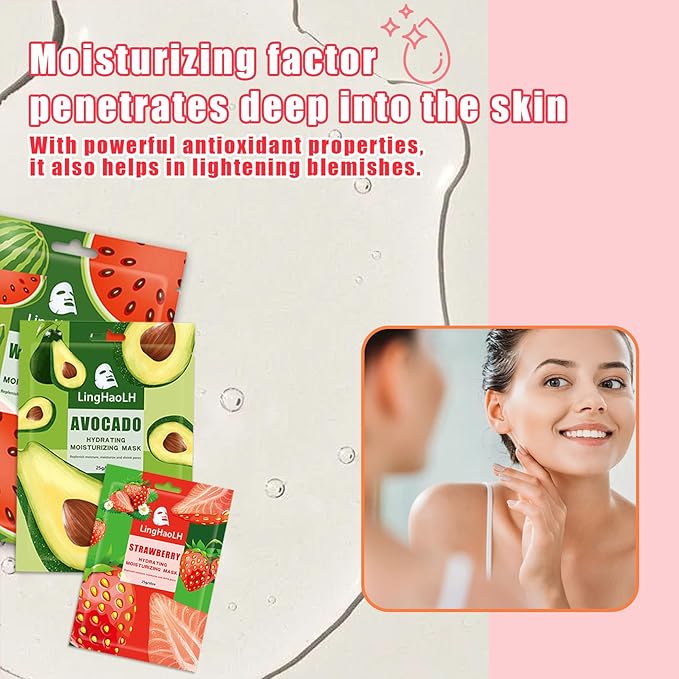 20 Pack Facial Sheet Face Mask Variety Set for All Skin Types,Hydrating Moisturizing Sheet Masks Combo