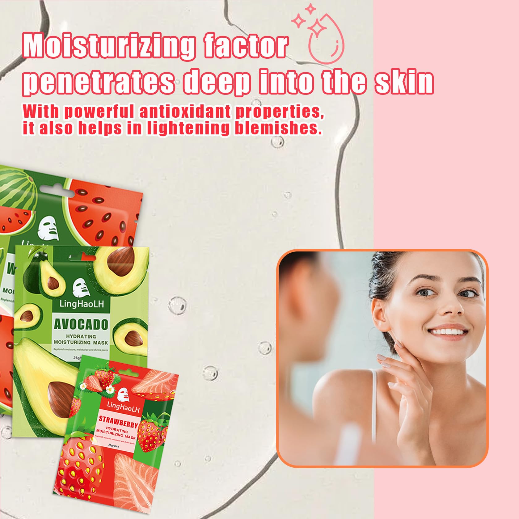 20 Pack Facial Sheet Face Mask Variety Set for All Skin Types,Hydrating Moisturizing Sheet Masks Combo