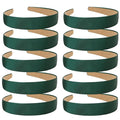Wecoe 10 Pack Dark Green Headbands 1 Inch Wide Satin Headbands Women Non Slip Fashion Plain Head Bands Solid Hair Bands DIY St. Patrick's Day Hair Accessories for Women Girls Diademas Para Mujer
