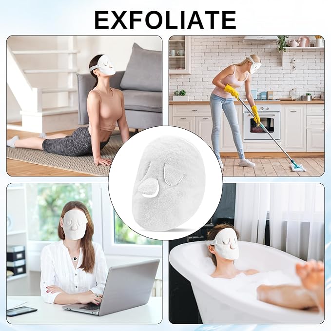 PureSoftness Face Steam Towel with Headband. Reusable Facial Steamer Spa Towels for Women Girls. 2-in-1 Care. Steam Serum Cream Absorption. Cool Calming Moisturizing