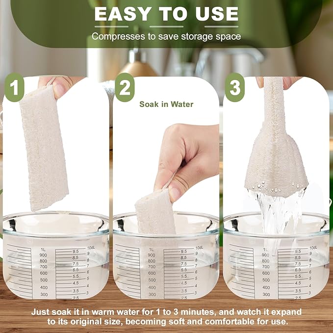 Createjoya 3 Pack Natural Loofah Sponge Exfoliating Body Scrubber 5 Inch