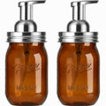 Amolliar Plastic Mason Jar Foaming Soap Dispenser Pump Lid (2 Pack, Silver)