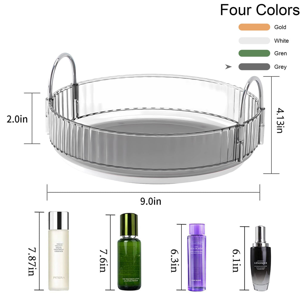 YCIA&DONE 360 Rotating Makeup Organizer and Storage for Vanity Countertop 1 Tier, High Capacity Cosmetic Skincare Perfume Organizers for Dresser Bathroom Fridge Lazy Susan (Smoky Gray)