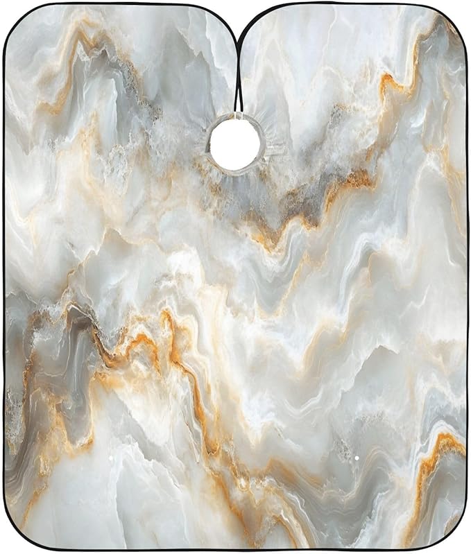 Gravopti White Marble Barber Cape Waterproof Hair Cutting Cape with Adjustable Snap Closure Salon Hairdressing & Beard Shaving Cape for Adults Kids Haircut Accessories