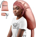 TEPENAR Hair Dryer Bonnet Attachment: Upgraded Extra Large Hooded Dryer Adjustable Hair Dryer Caps - Easy to Use for Natural Curly Textured Hair Care Styling Fast Drying - Rose Gold