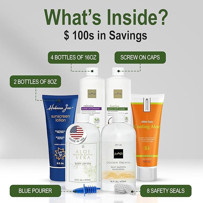 Cruise Alcohol Smuggling Kit Empty Shampoo Conditioner Bottles hide and drink liquor -Hidden Flasks for Liquor Alcohol 4 17.3oz 2 8oz Rum Runners for Cruise Ship Essentials to enjoy. Save