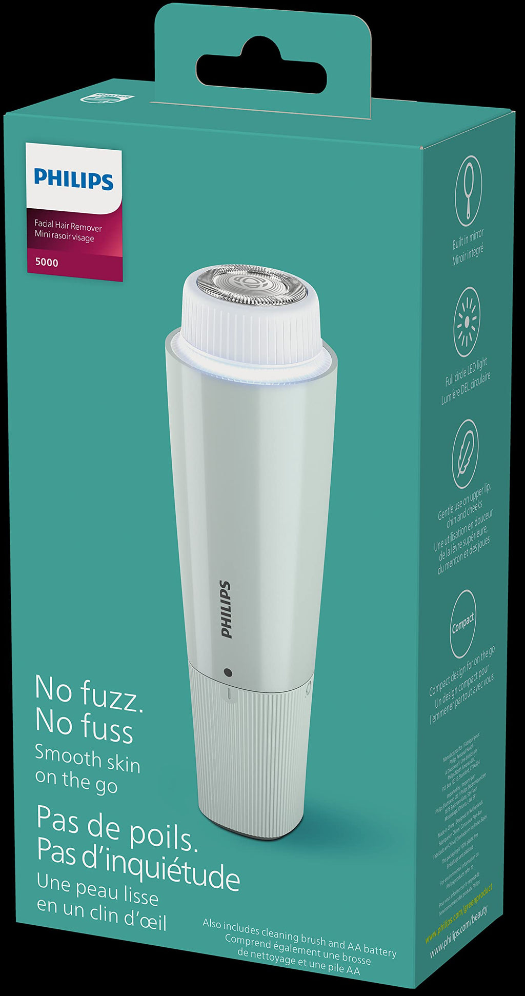 Philips Beauty Series 5000 Electric Shaver and Personal Groomer for Women, Cordless & Compact, Hypoallergenic Head, Gentle & Quick Hair Removal Easy Touch Ups, Mint Green, BRR474/00