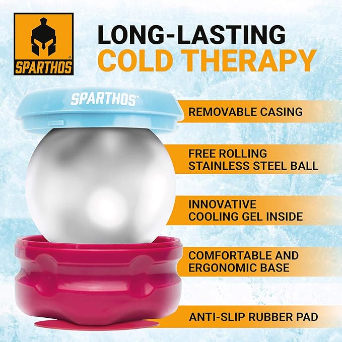 Sparthos Cold Massage Roller Ball - Fitness Cryosphere Massager - Cryo Cryocup Ice Massage Cups - for Muscle, Face, Body Muscles - Manual Polar Icing Cooling Balls - Freeze Tools (Wild Pink, 70mm)