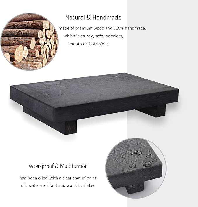 Wood Bathroom Tray Farmhouse Decor Kitchen Soap Holder, 9"x6" Black
