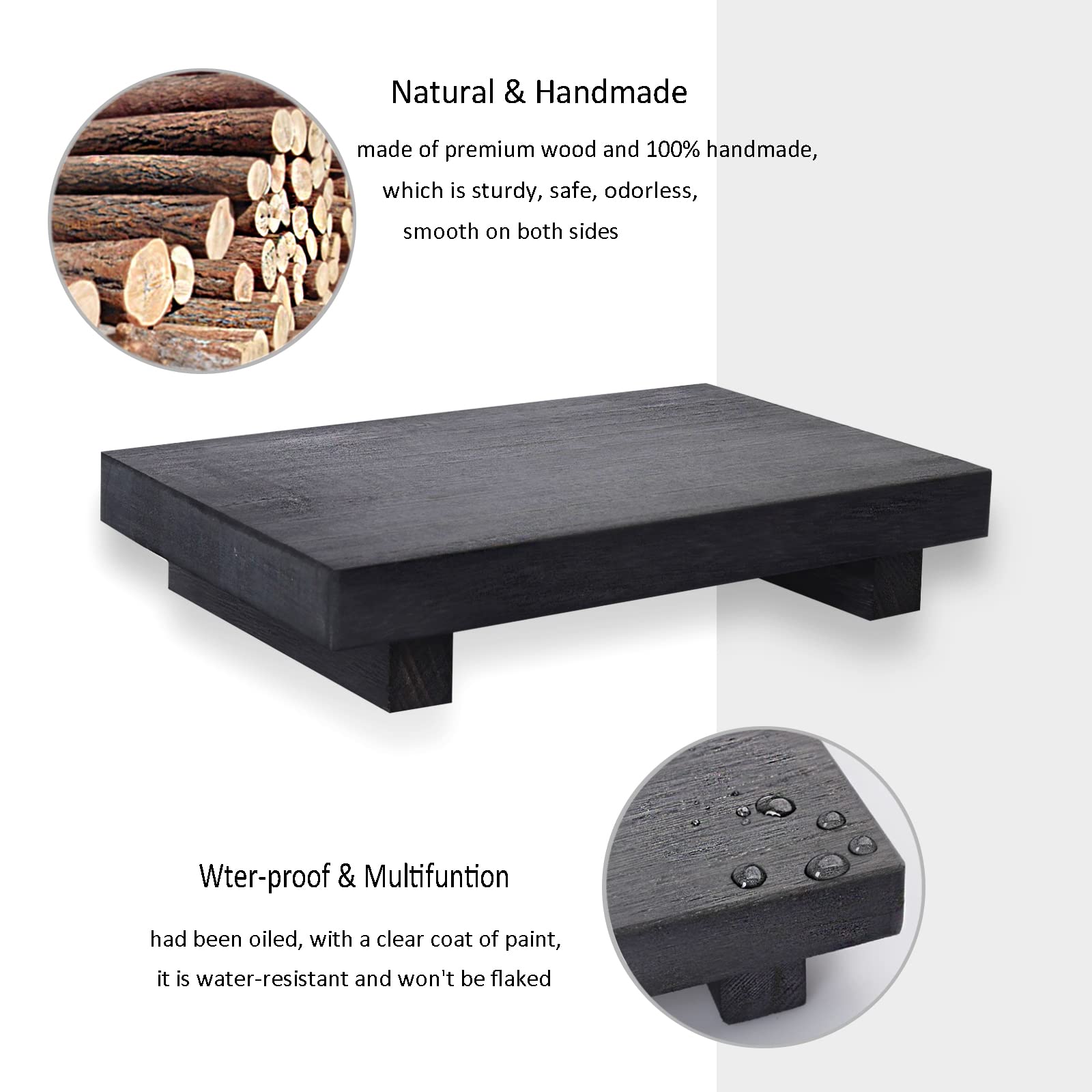 Wood Bathroom Tray Farmhouse Decor Kitchen Soap Holder, 9"x6" Black