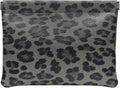 Ksriylm Leopard Leather Small Makeup Pouch for Women,Cosmetic Accessories Organizer,Waterproof and Portable Cosmetic Bag,Self-closing, No Zipper, Aesthetic Storage Pouch,Lipstick for Purse,Black