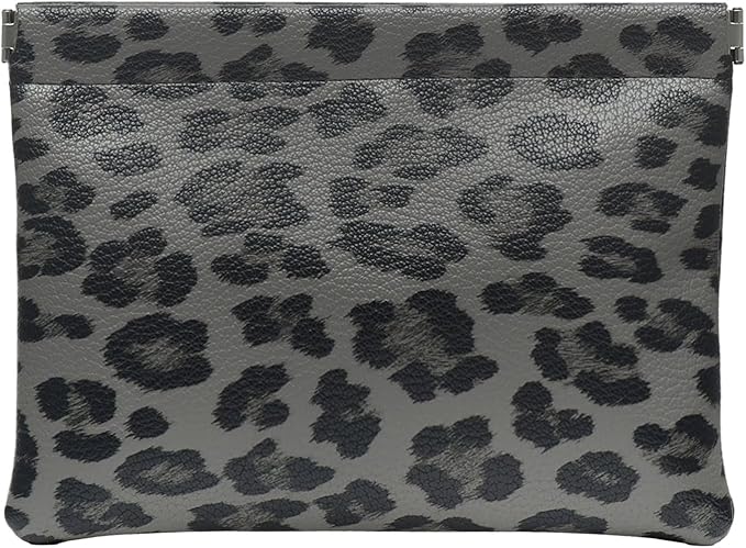 Ksriylm Leopard Leather Small Makeup Pouch for Women,Cosmetic Accessories Organizer,Waterproof and Portable Cosmetic Bag,Self-closing, No Zipper, Aesthetic Storage Pouch,Lipstick for Purse,Black