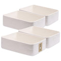 MiniArk Large Shallow Organizing Baskets 15x11x5.1 Inches - Rope Woven Storage Bins for Bathroom, Shelves, Cube Closet, Off White 4 Packs