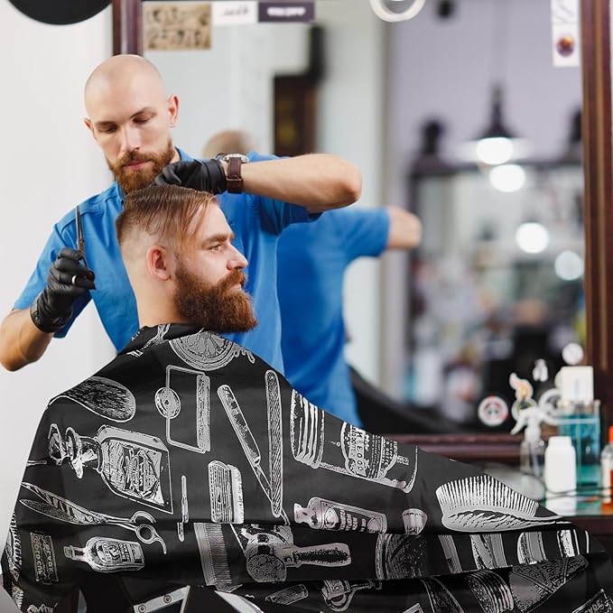 2 Pcs Barber Capes for Men with Adjustable Neckline Size, Profesional Barber Cape, Waterproof and Cleanable Haircut Cape, Hair Cutting Capes for Hairdressing Dyeing Salon Men Women Kids Adult