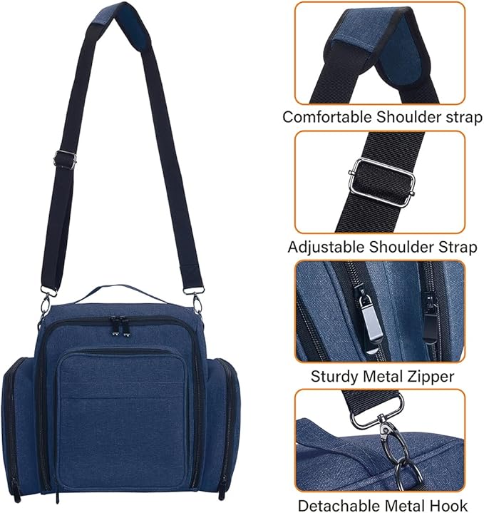 UOZL Nail Polish Organizer Case Hold 60 Bottles with 2 Detachable Bag,Blue