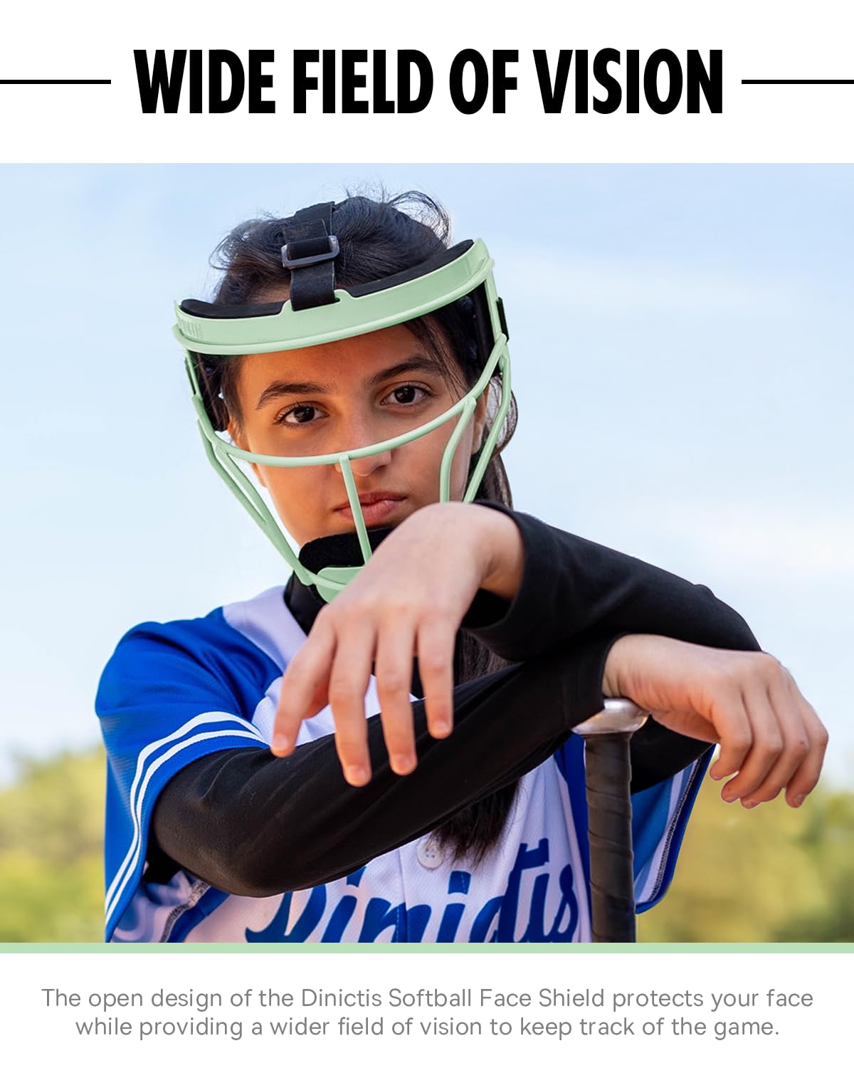 Dinictis Softball Face Mask, Lightweight, Comfortable, with Wide Field Vision, Durable and Safe Face Guards, Premium Protective Softball Fielder's Mask-Apple Green-Child(S)