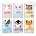 Epielle Character Face Mask Fuzzy Friends 6 Pack, Fun & Effective Korean Skin Care, Spa Party Favors, Birthday Gifts for Women, Self Care Gifts