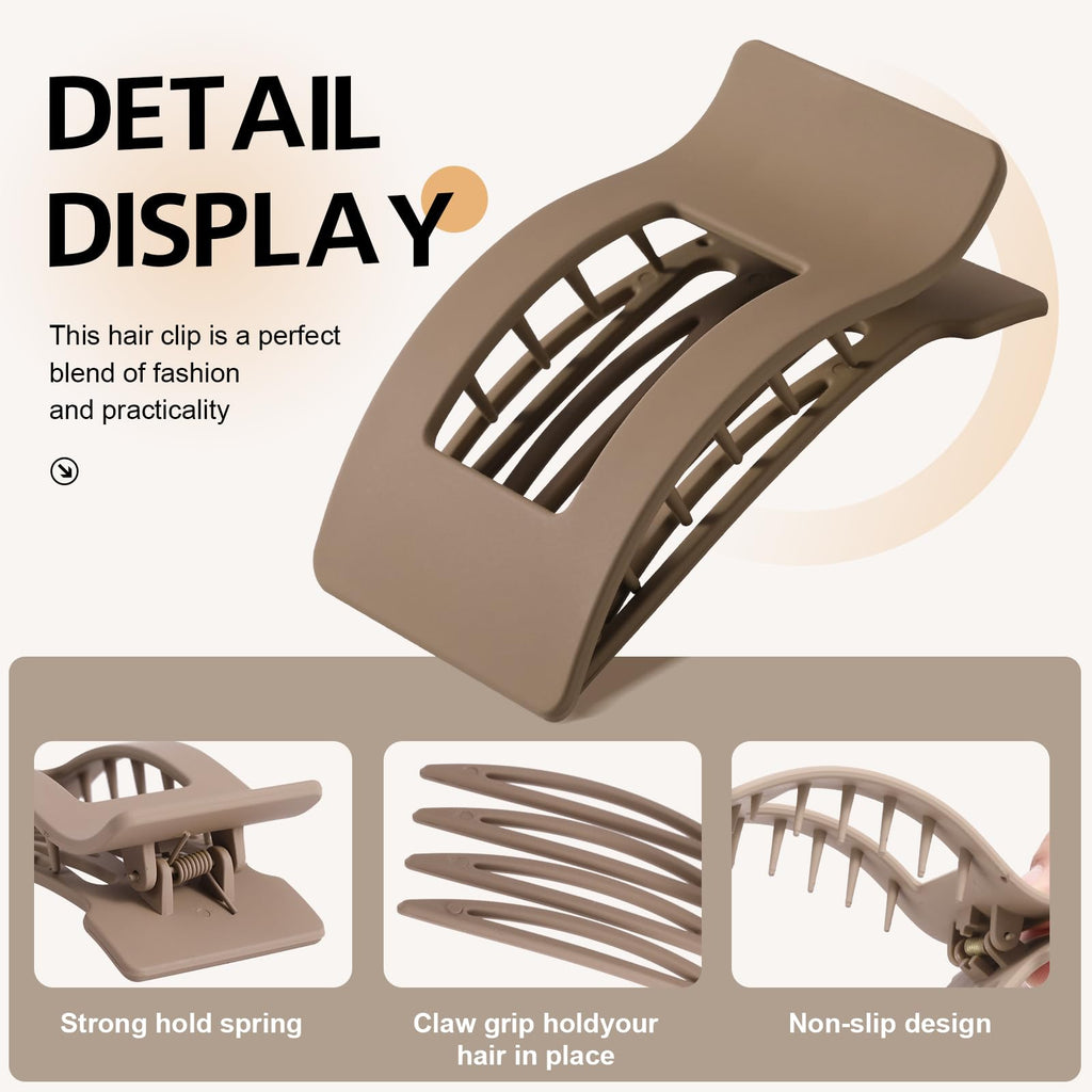 8 Pack Flat Claw Clips for Women - Matte No Slip Hair Clips for Thick & Thin Hair, Large French Claw Clips Strong Hold Styling Accessories