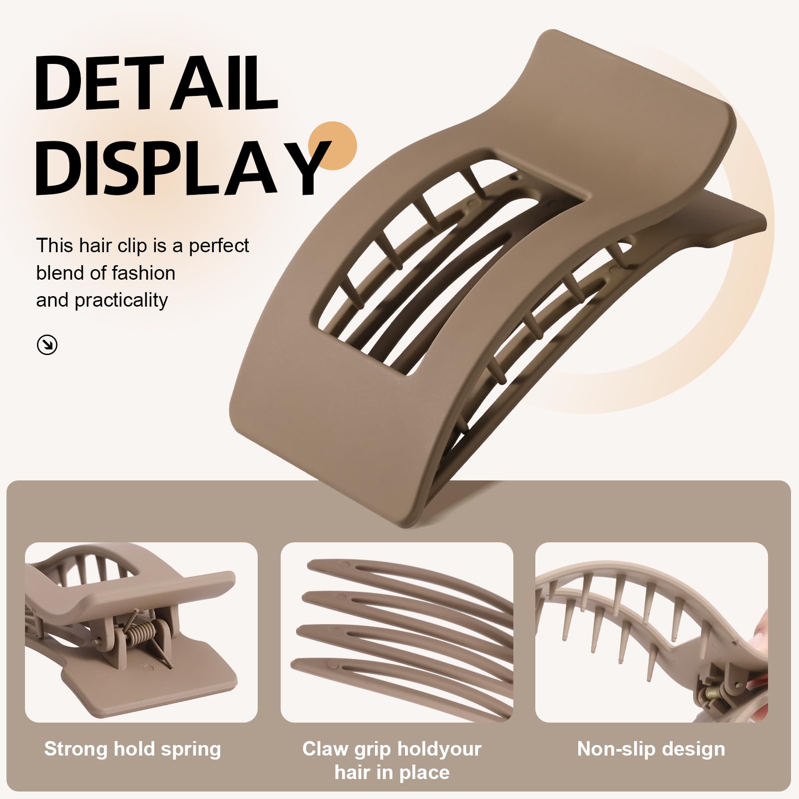 8 Pack Flat Claw Clips for Women - Matte No Slip Hair Clips for Thick & Thin Hair, Large French Claw Clips Strong Hold Styling Accessories