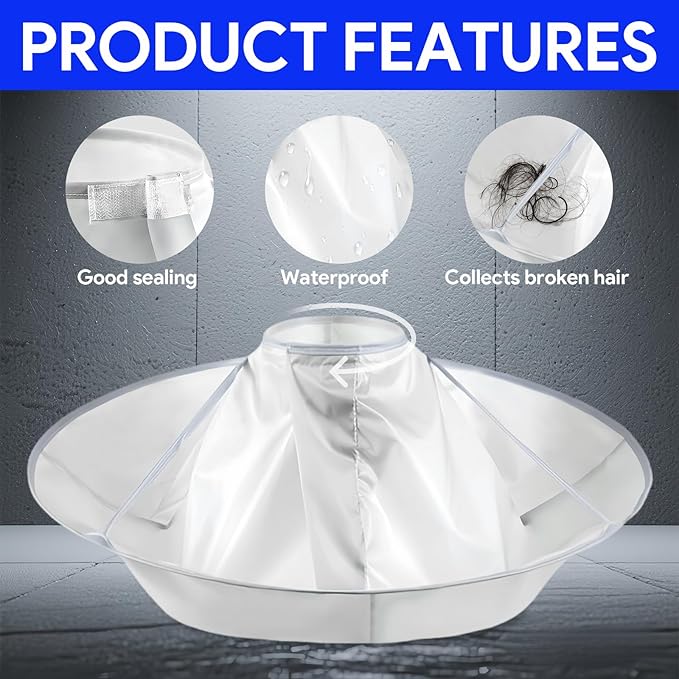 Qiuruoo Self Haircut Cape Kit for Men，Fade Guide for Men Haircut，Hair Cutting Kit Includes Hair Cutting Cape, Adjustable Hair Trimming Guide, Comb，for Adults and Kids, Salon and Home Use(Blue)