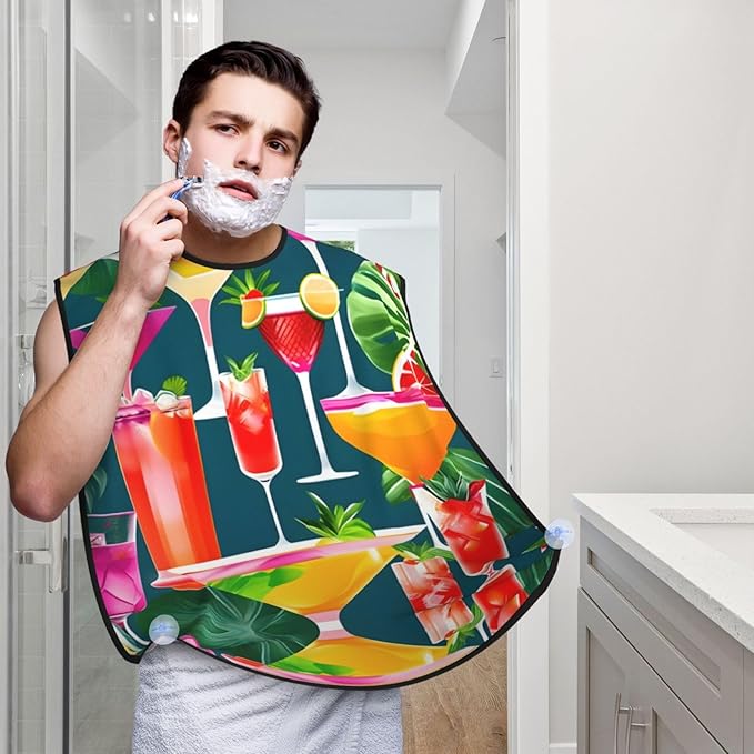 Tropical Fruit Pineapple Print Beard Bib Shaving Apron, Beard Hair Trimming Cape Gift For Dad
