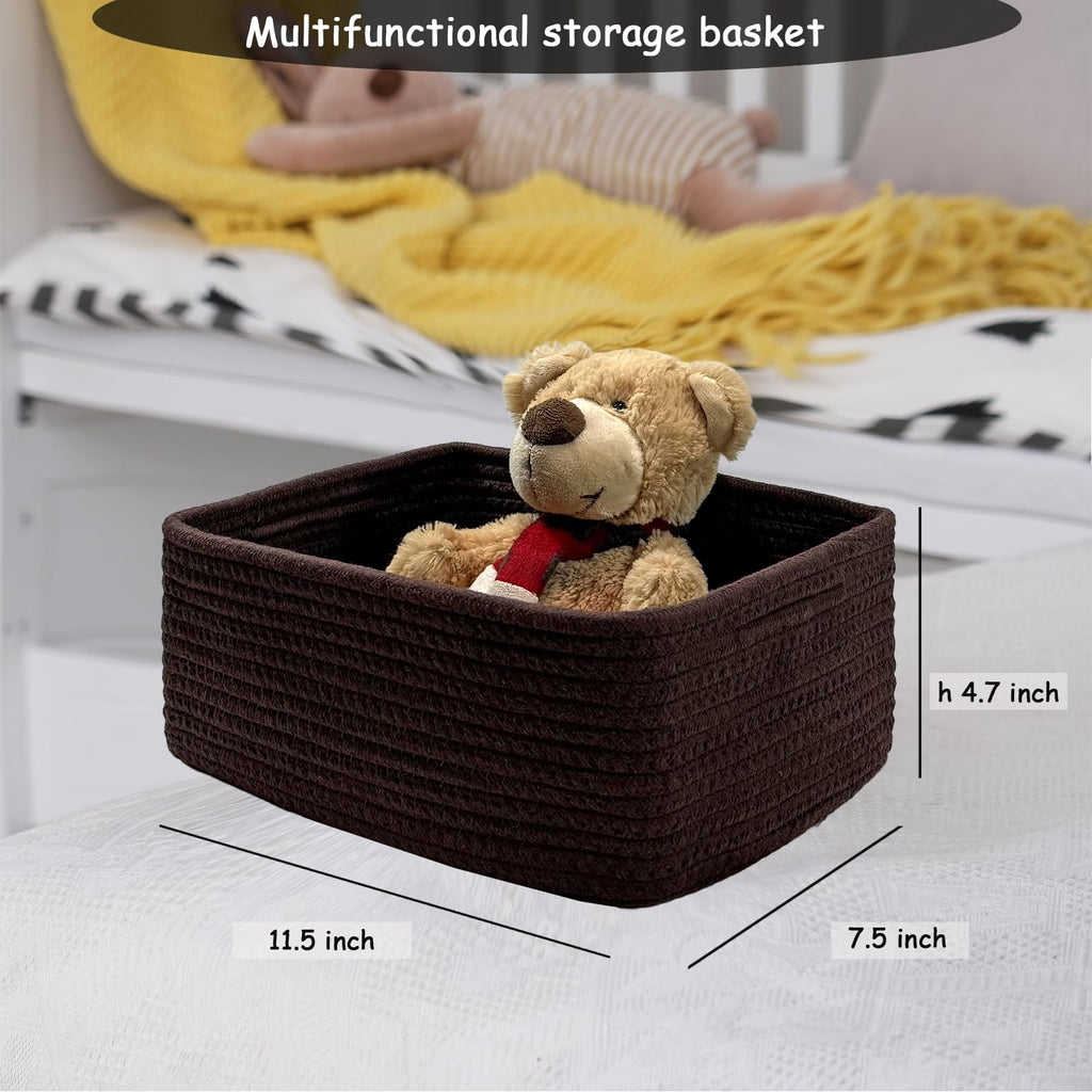 COMFY-HOMI 11.5"x7.5"x4.7" Storage Baskets for Organizing | Cotton Rope Woven Basket | Toy Storage Bin Box | Basket for Shelves, Closet Organizer Bin, Decorative Closet Shelf, 1 Pack