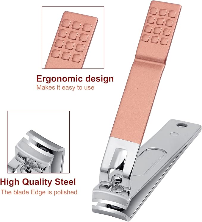 Manicure Set,ewinever 26PCS Professional Pedicure Kit Stainless Steel Nail Clippers Grooming Tools Kit Men and Women Nail Care Tools with Pink Leather Travel Case-Rose Gold