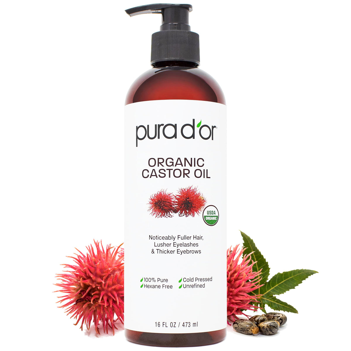 PURA D'OR USDA ORGANIC Grapeseed Oil Pure Cold-Pressed Carrier Oil, 16oz