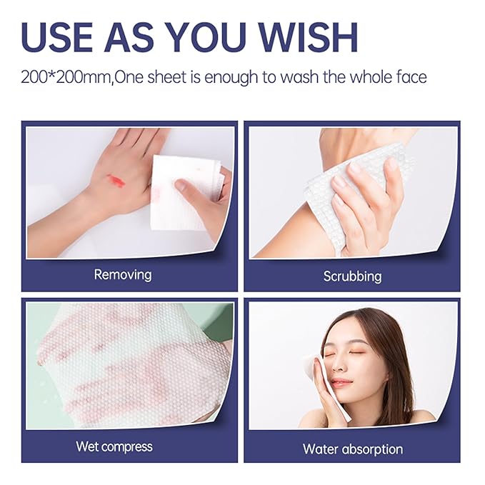 Face, 100 Count Ultra Thick Disposable face Facial Wash Cloth for Sensitive Skin, Lint- free Facial Tissue, Skincare and Makeup Remover (4 Pack)