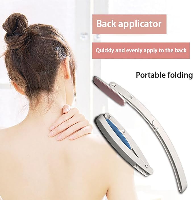 Back Cream Aid,Cream Applicator for The Back,Foldable Lotion Applicator with Long Handle,Cream Aid for Back Sun Cream, Self Tanning Back Applicator (Gray)