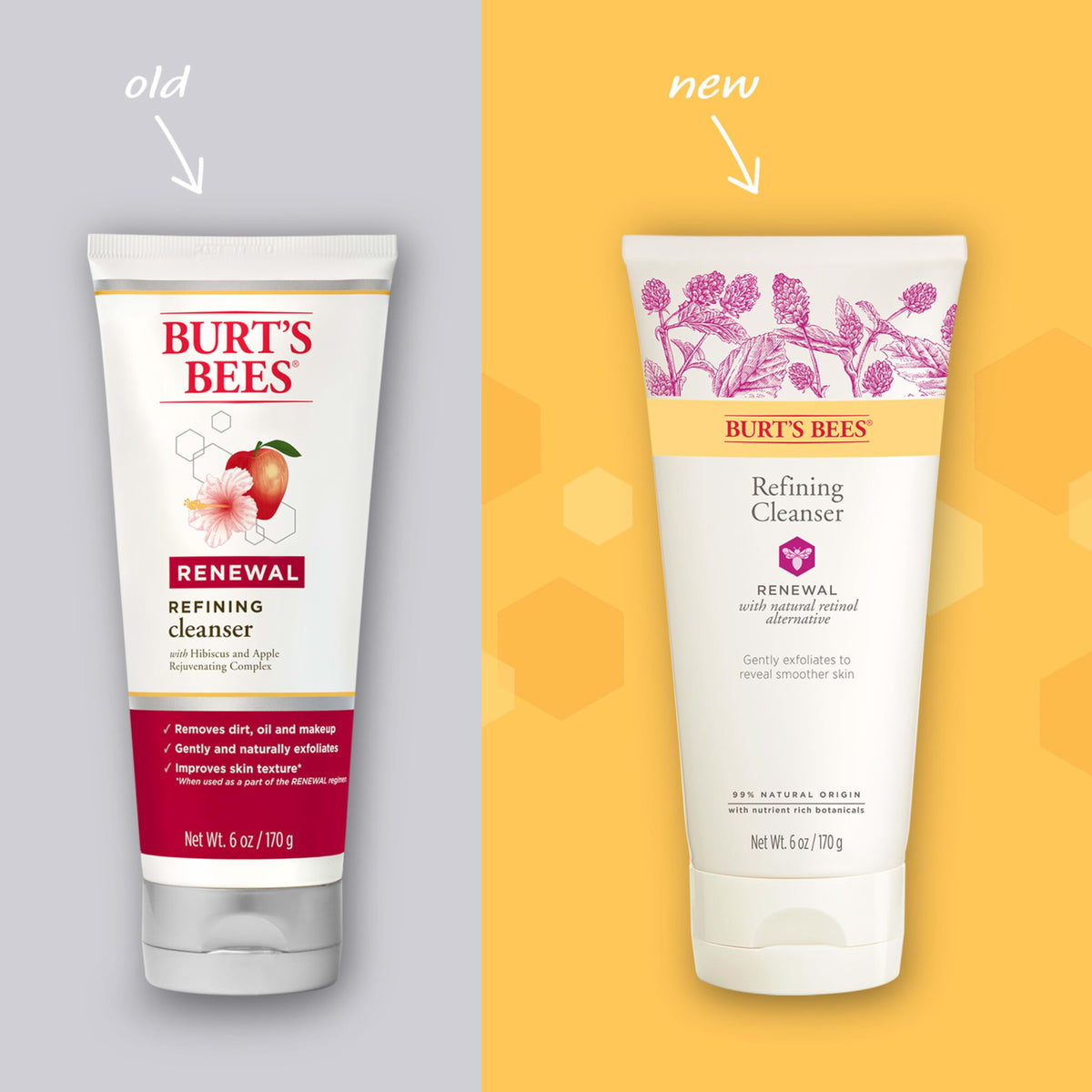 Burt's Bees Renewal Refining Cleanser, Natural Retinol Alternative, 6 oz.
