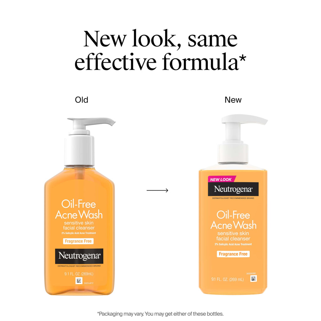 Neutrogena Oil Free Acne Face Wash, Fragrance Free, 9.1 fl oz