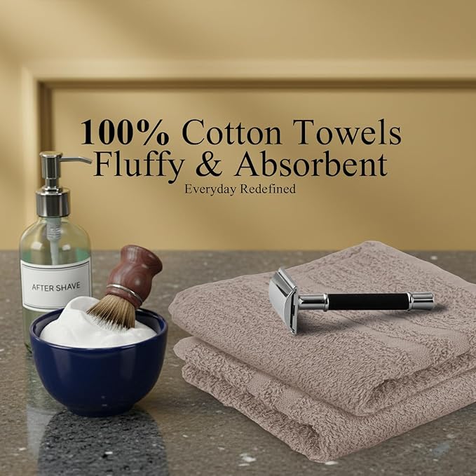 STF Linen 24 Pack Sand Hand Towel 100% Cotton Spa Towel – 16x26 inches Highly Absorbable Facial Towels Gym, Hair Towel and Face Towel Bulk Small Towels (Not Bleach Proof)