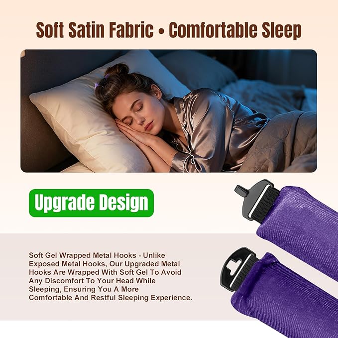 BLAAROOM Overnight Heatless Hair Curler, Upgraded with Hair Pad Grippers Satin Jumbo Flexi Blowout Curls Rods, 3pcs No-Heat Styling Tools Curling Rod to Sleep in for All Hair Types - Purple