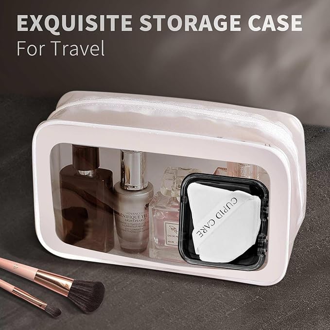 CUPID CARE 6 Pcs Triangle Powder Puff with 2 Travel Cases, Setting Powder Puffs for Face Powder and Foundation, Velour Makeup Puff for Loose Powder Body Powder, Skin-Friendly, Beauty Makeup Tools