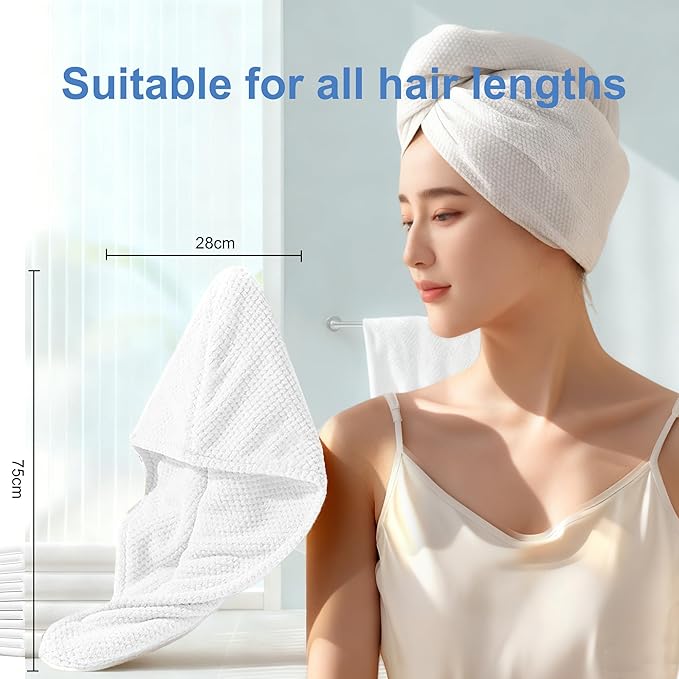 Loffeyo Disposable Hair Drying Cap, 28cm x 75cm, Absorbent Spunlace Non-Woven Fabric, Odorless, Soft & Skin-Friendly, Minimal Linting, Short-Term Reusable, Travel & Home Use