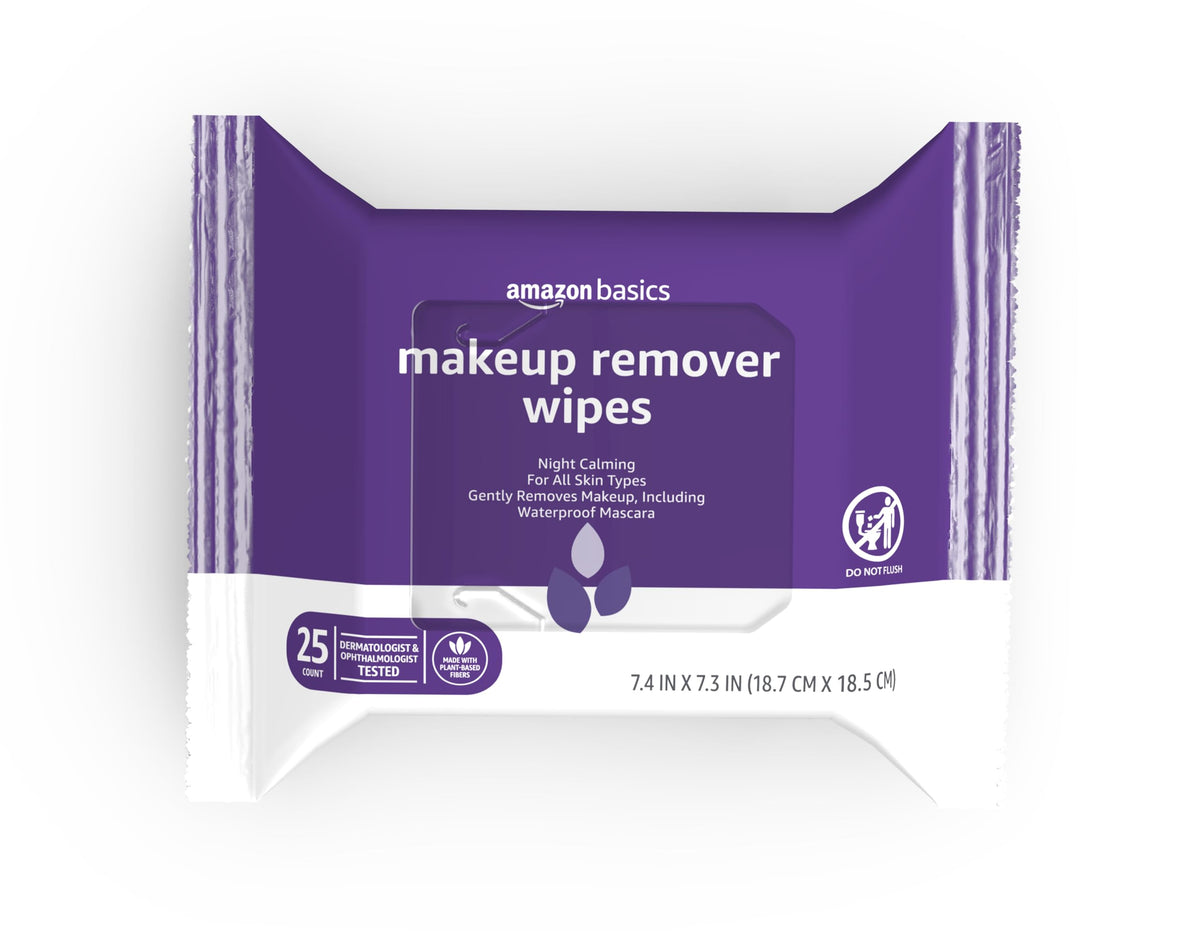 Makeup Remover Wipes, Hydrating Facial Cleansing, Hyaluronic Acid, Dermatologist Tested, Alcohol-Free, Removes Waterproof Mascara, 25 Count, 2-Pack