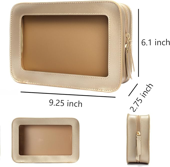 Clear Makeup Bag Organizer, TSA Approved Portable Travel Toiletry Bag Clear Cosmetic Bag Case Small Make Up Bag Mini Makeup Pouch for Purse Transparent Car Essentials for Women Men