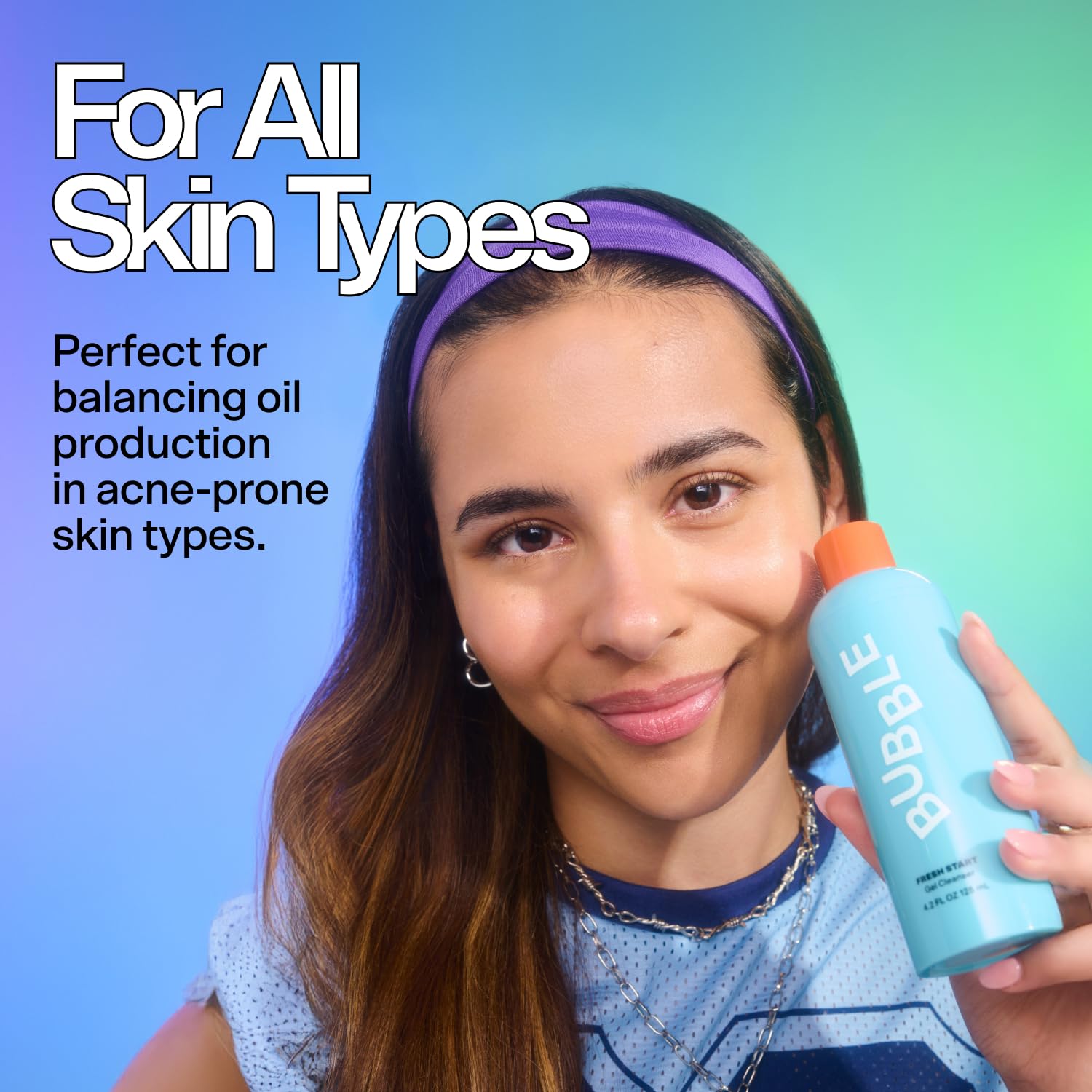 Bubble Skincare Fresh Start Gel Cleanser - Gentle Exfoliating Face Wash for Oily Skin - Gel Cleanser with Aloe Vera Juice + Caffeine to Protect and Soothe Complexion - Summer Skincare Essential (50ml)