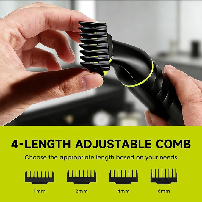 Lanumi 2 in 1 Men's Grooming Kit, Cordless Rechargeable Beard Trimmer, IPX7 Waterproof Electric Razor for Nose Ear Body Hair Trimmer