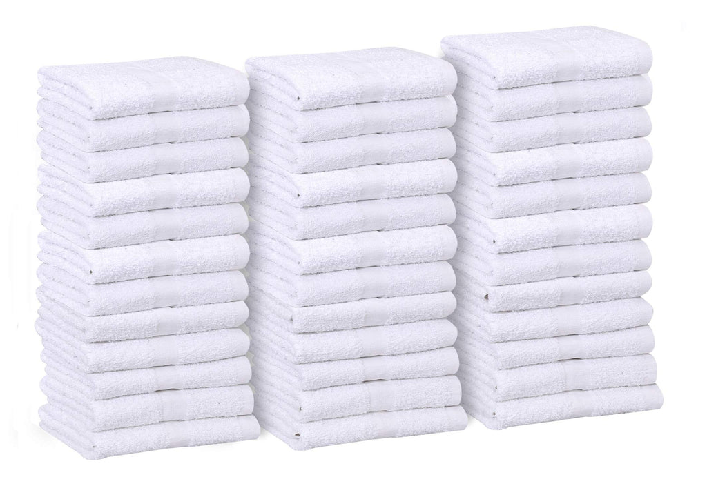GOLD TEXTILES Bulk Pack 60 Pcs (5 Dozen) White Economy 15x25 Inches Basic Hand Towel - 2.25 lb/dz