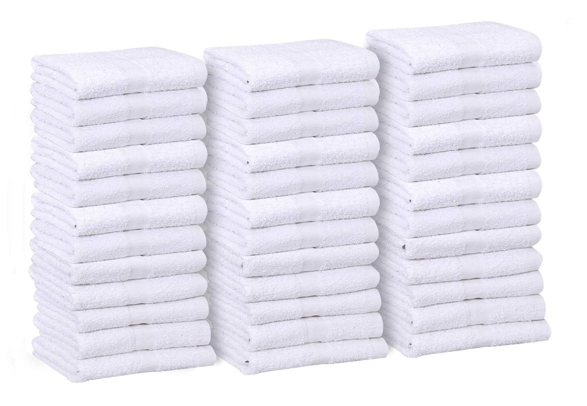 GOLD TEXTILES Bulk Pack 60 Pcs (5 Dozen) White Economy 15x25 Inches Basic Hand Towel - 2.25 lb/dz